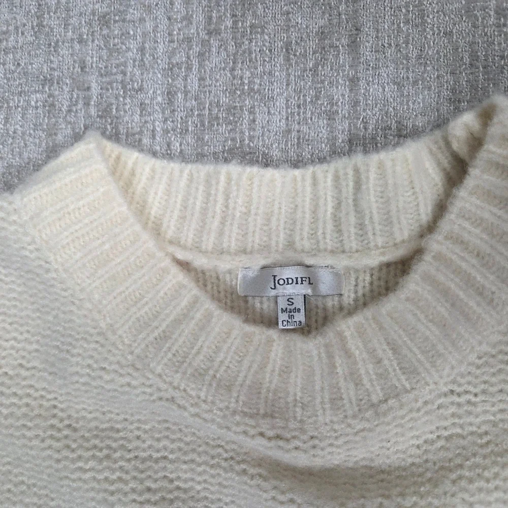 Jodifl Ivory Oversized Popcorn Bubble Sleeve Knit Sweater H8104 Cream Small